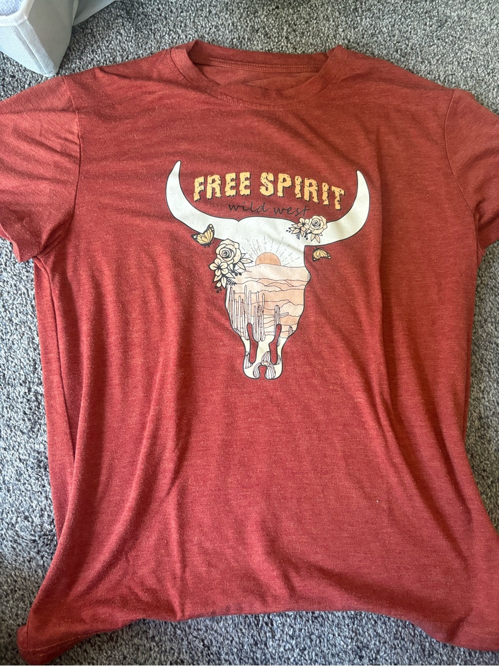 SHEIN Rust Red Western Skull Graphic Tee